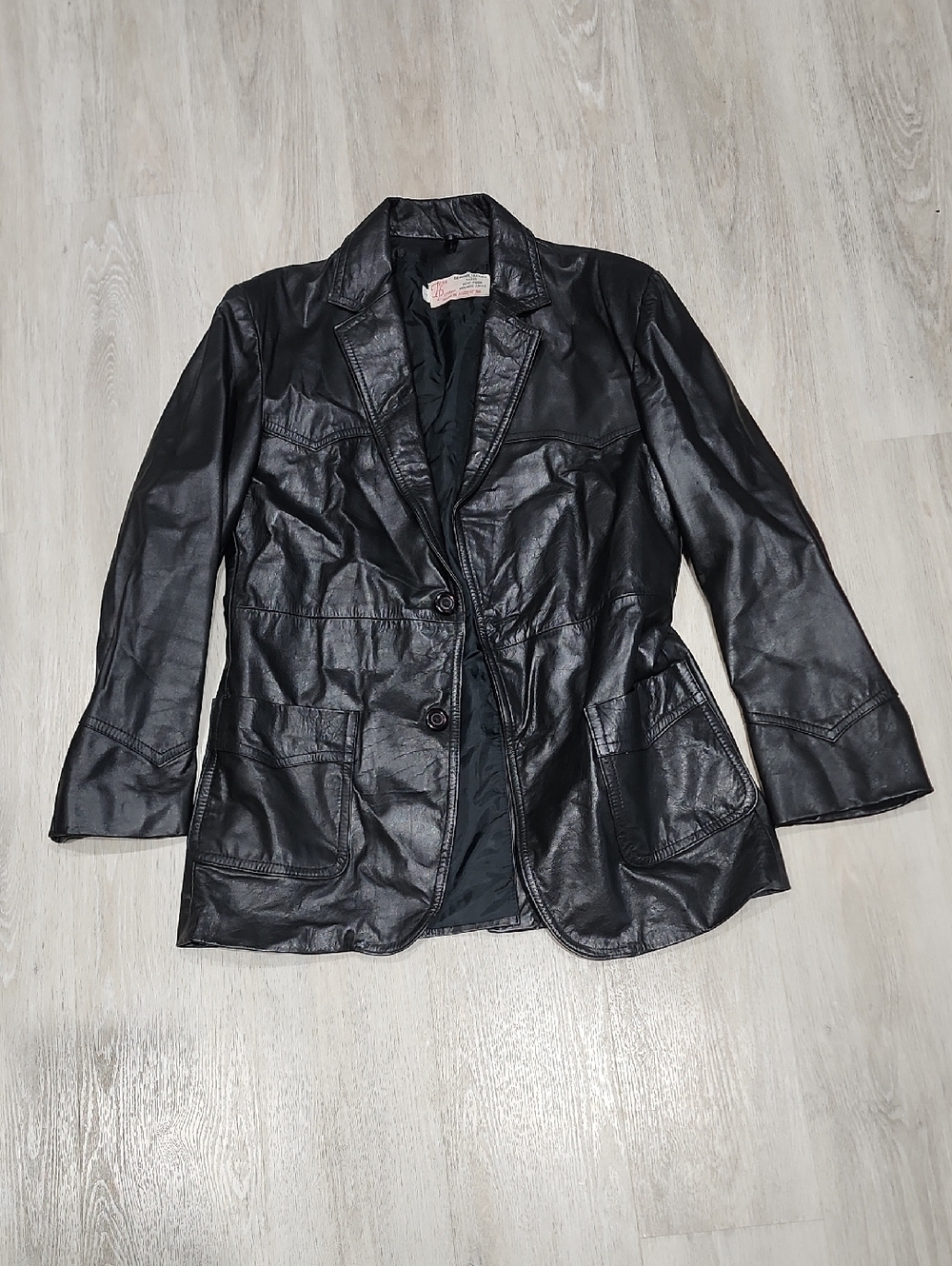 Jean Pierre Black Leather Button-Front Jacket